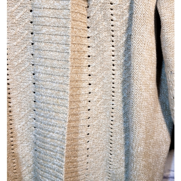 Christopher & Banks Knit Tan Cardigan Sweater Size XL Single Button Large Collar - Picture 4 of 11